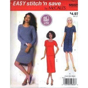 McCall's‎ Sewing Pattern M9321 Easy Stitch n Save Misses Dress Size XS-M